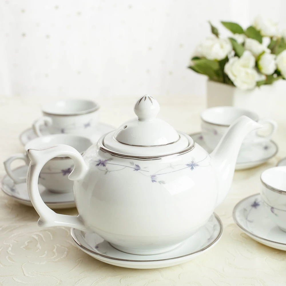 OEM [Best Sale] Creeper floral oval tea set high quality for restaurant & hotel from Long Phuong manufacture