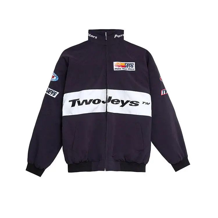 2023 JH Design Wholesale OEM cotton plus size flight motor race car jackets custom embroidery patch nascar racing jacket for men