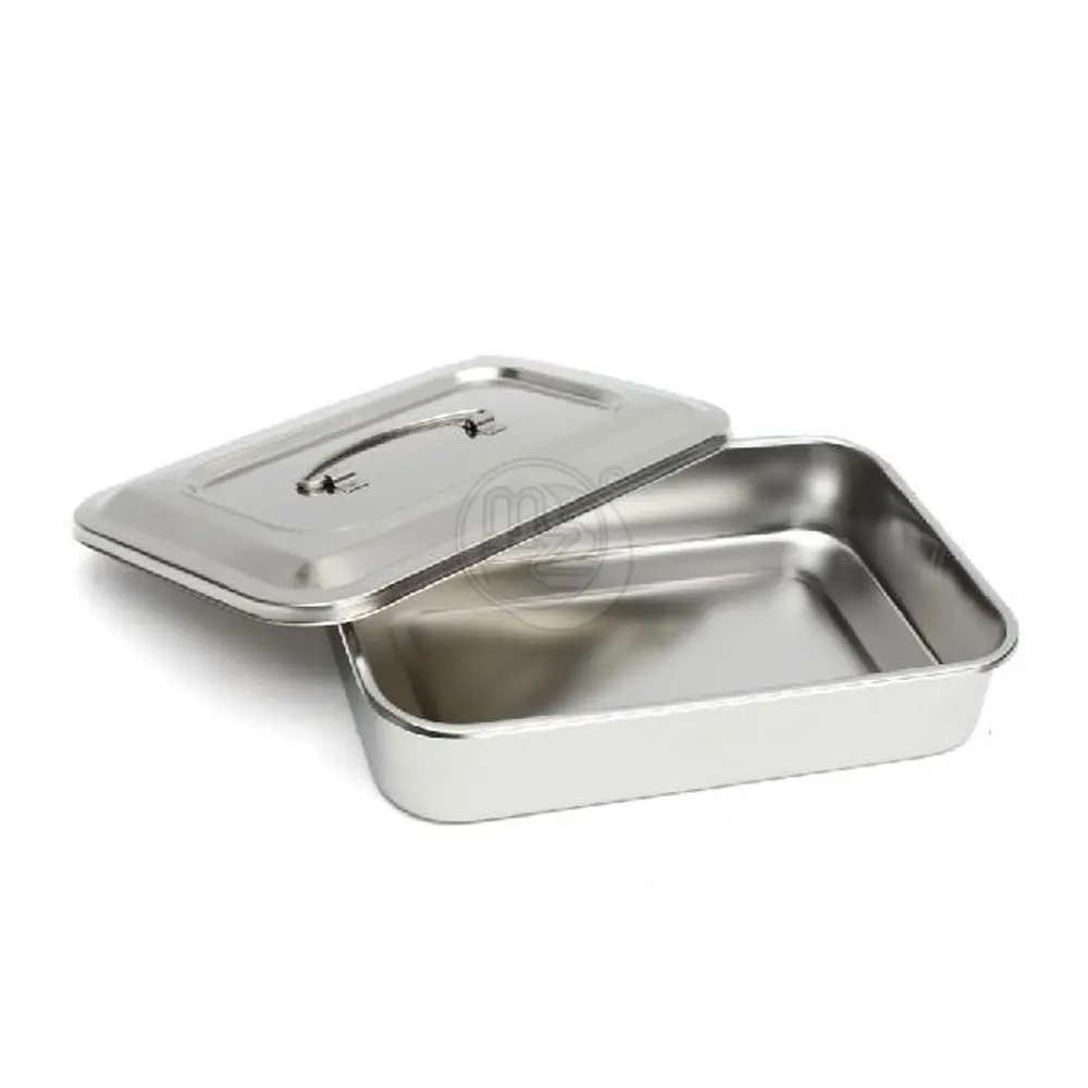 8 Inches Stainless Steel Instrument Tray With Lid Medical Dental Storage Box Case