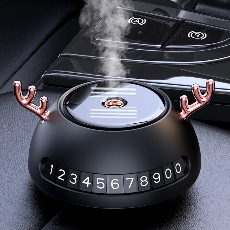 Solar Energy Car Aromatherapy Deer Number Plate Aroma Mist Cool Car Freshener