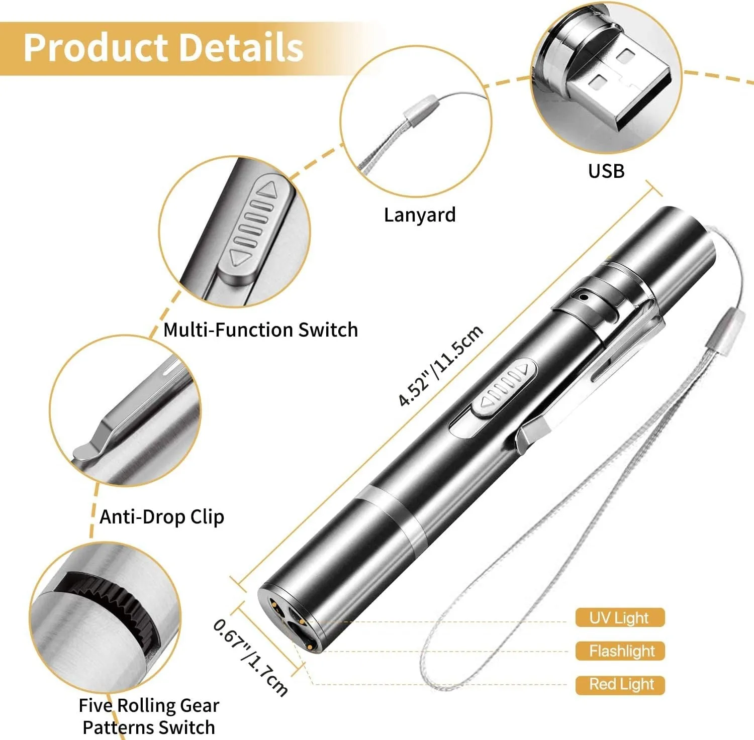 2024 Hot Mini Portable Multi Function Pattern Red UV Light Flashlight Green Light Cat Laser Pointer Pen Toy For Cats