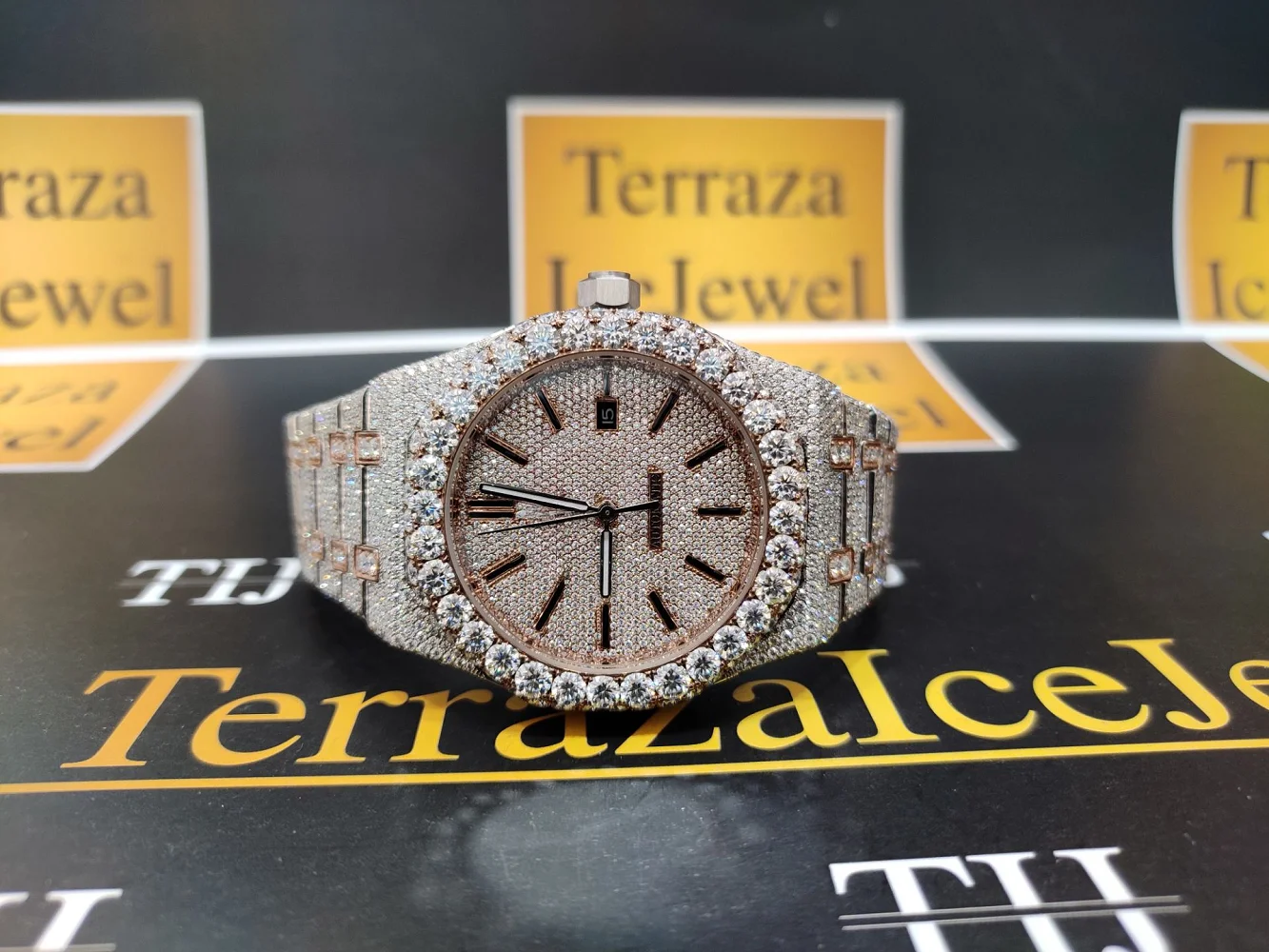 Роскошные индивидуальные часы vvs moissanite GRA сертифицированные трендовые из нержавеющей стали VVS Diamond для мужчин