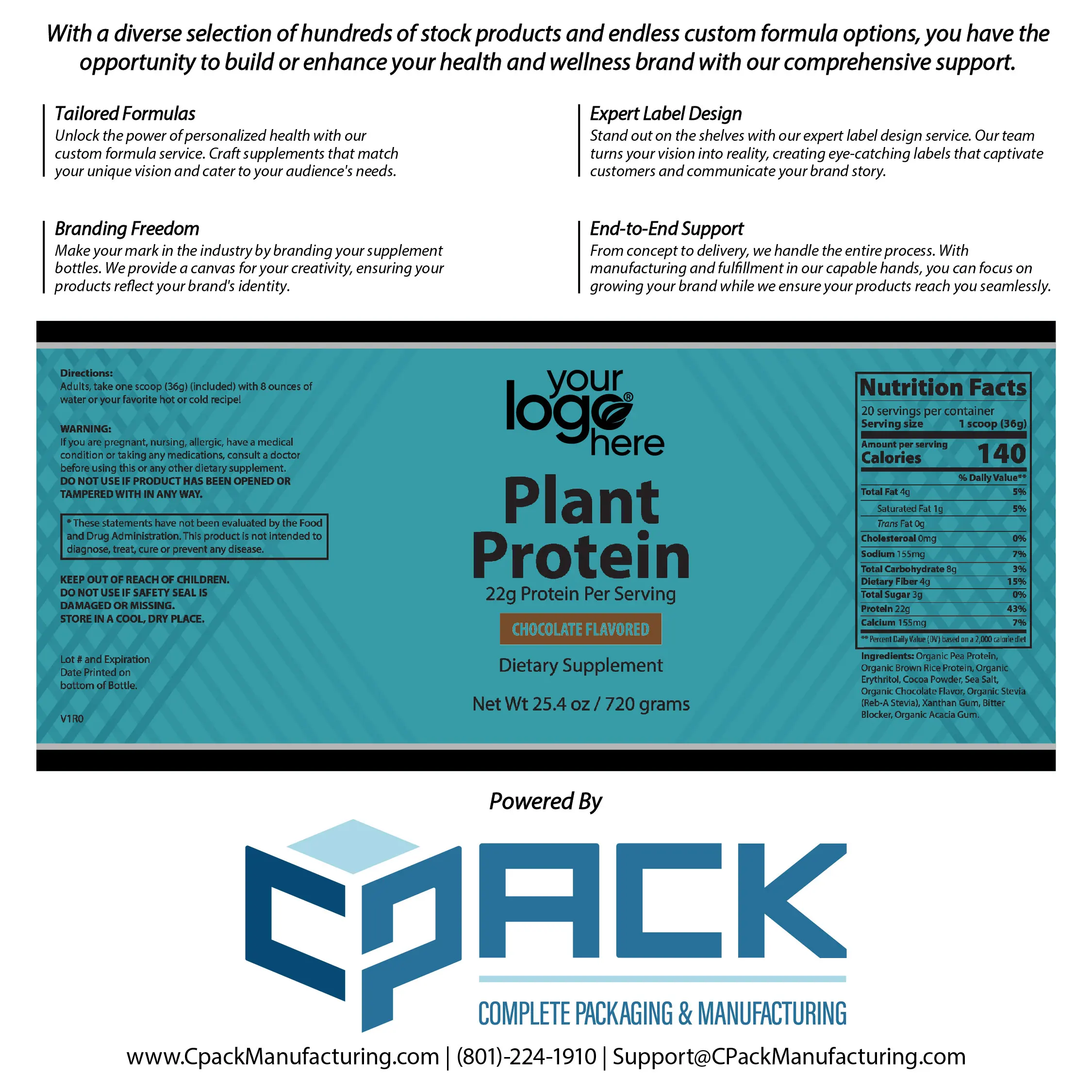 Private Label Protein Powder Plant Protein Sports Fitness Healthcare Supplement From US Supplier