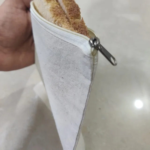 100% cotton sandwich bread pouch natural color with zipper can be customized colors sizes styles materials manufacture in India