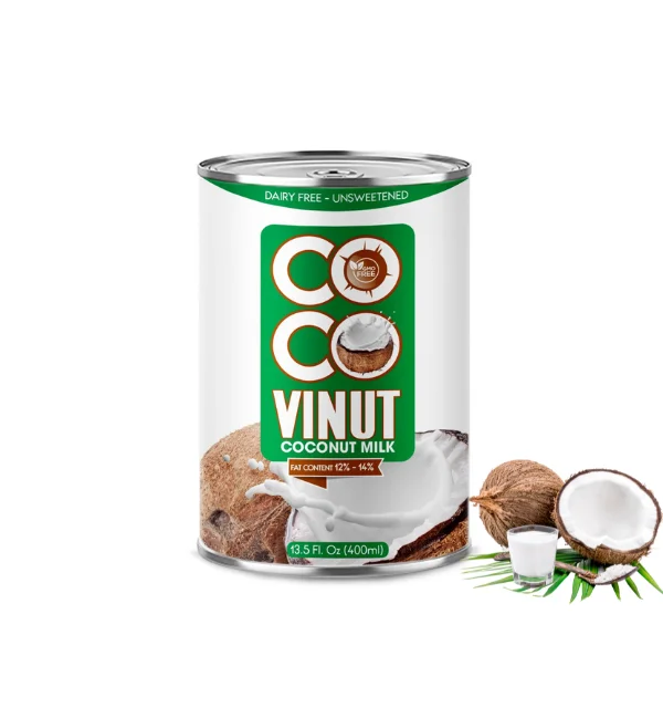 Vietnam Vinut 400ml Coconut Milk for Cooking (Fat Content 12%-14%) in Bulk Suppliers and Manufacturers