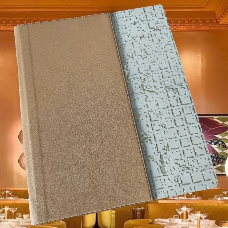 Custom A4 Leather Menu Covers for Restaurants Coffee Shops Hotels Bars Durable Wood Menu Folder with Personalized Logo