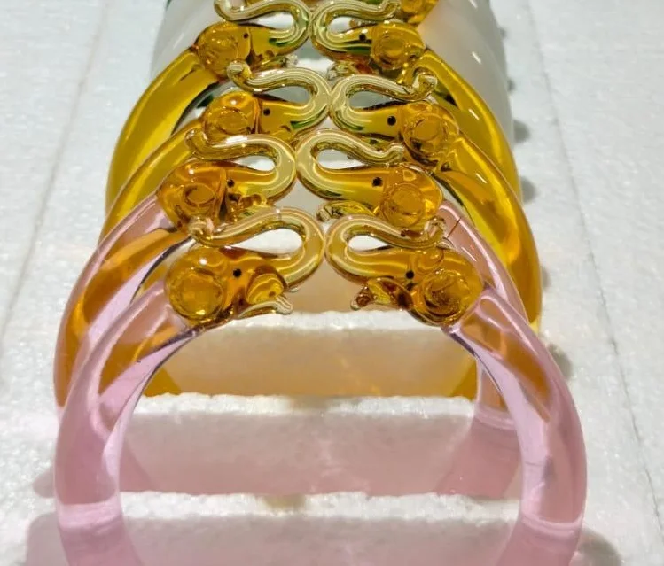 Wholesale Borosilicate glass work jade bracelet 60mm diameter heat resistance bangle for women