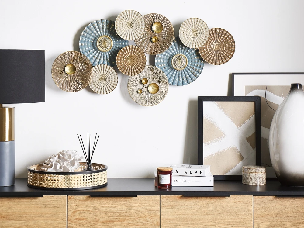 Metal Tree With Birds Mural With Lighting Golden Brownish Wrought Iron Hanging Sculpture Metal Wall Art for wall decoration