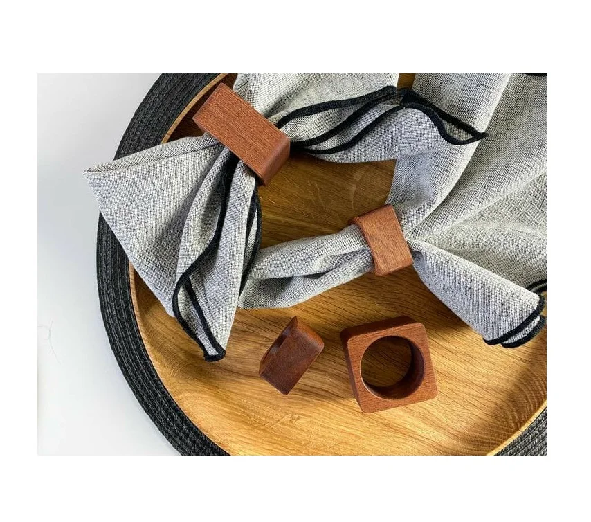 Wooden napkin ring holder for square shape and flower design napkin holder napkin ring for customized size