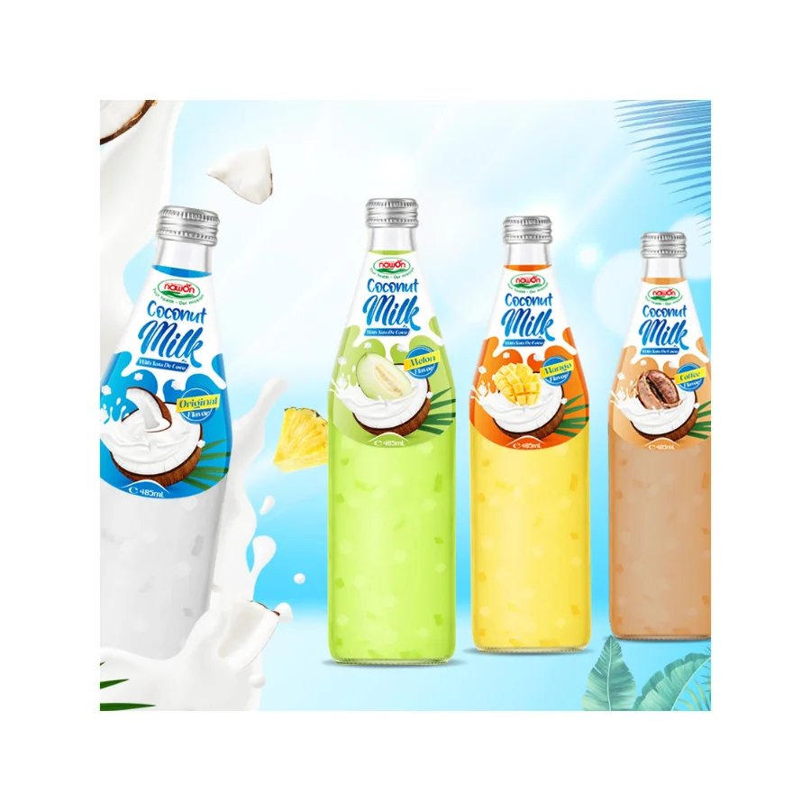 Лучшая цена, натуральное кокосовое молоко, 290 мл, стеклянная бутылка с напитком Nata de Coco Yummy-завод навон