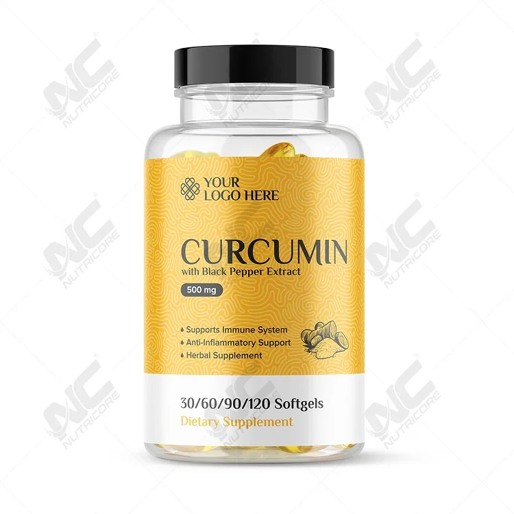 Private Label Customized Logo Best Selling Wholesale Dietary Supplement Curcumin with Black Pepper Softgel from India