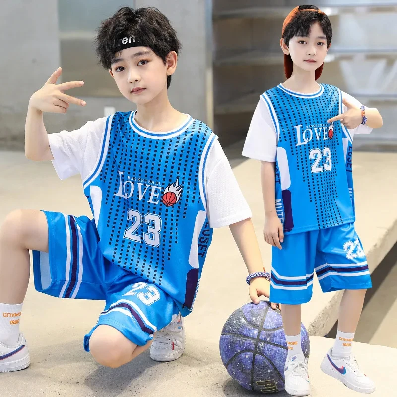 Kids Basketball Jersey Set for Children Quick Drying Breathable Team Club Professional Basketball Sports Uniform Big Size