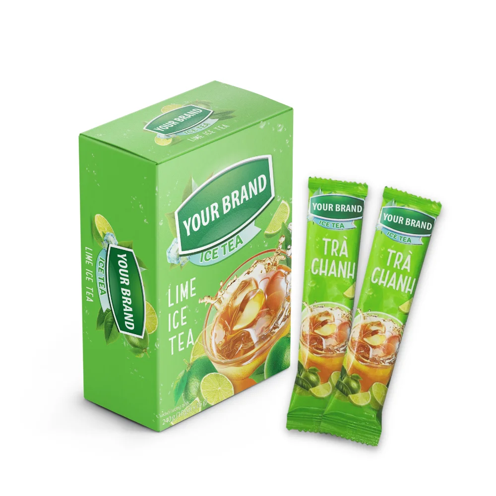 100% Organic Instant Ice Lemon Tea Powder Custom Print Tea Blend Sachet Packaging Tea OEM Lime Flavor Instant Powder