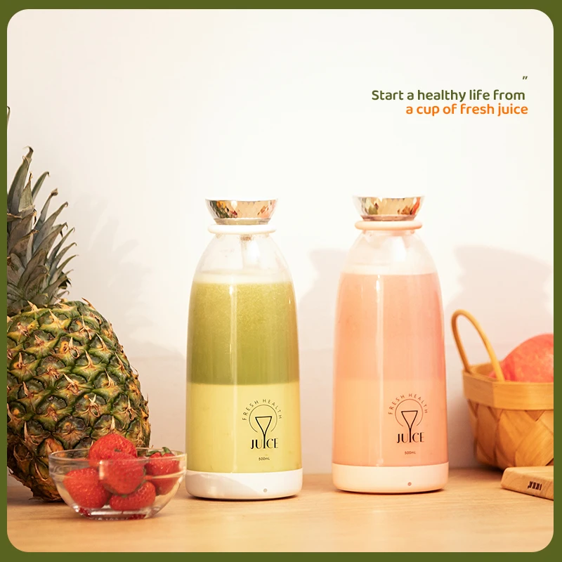 High Quality Popular USB Blender Juicer machine 500ml  Blades Electric Portable Rechargeable  Ice Crushing Travel Fruit Juicer