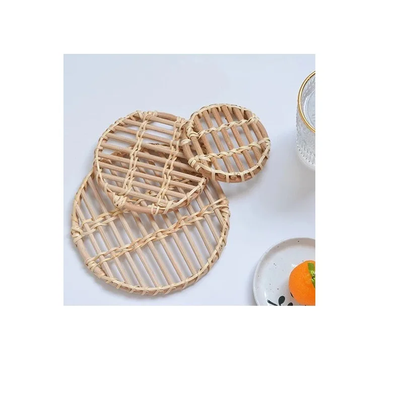 Place Mats 100% Bamboo Fiber OEM Natural Color Luxurious Style Tablecloth New Style Round Shape Bamboo placemat charger
