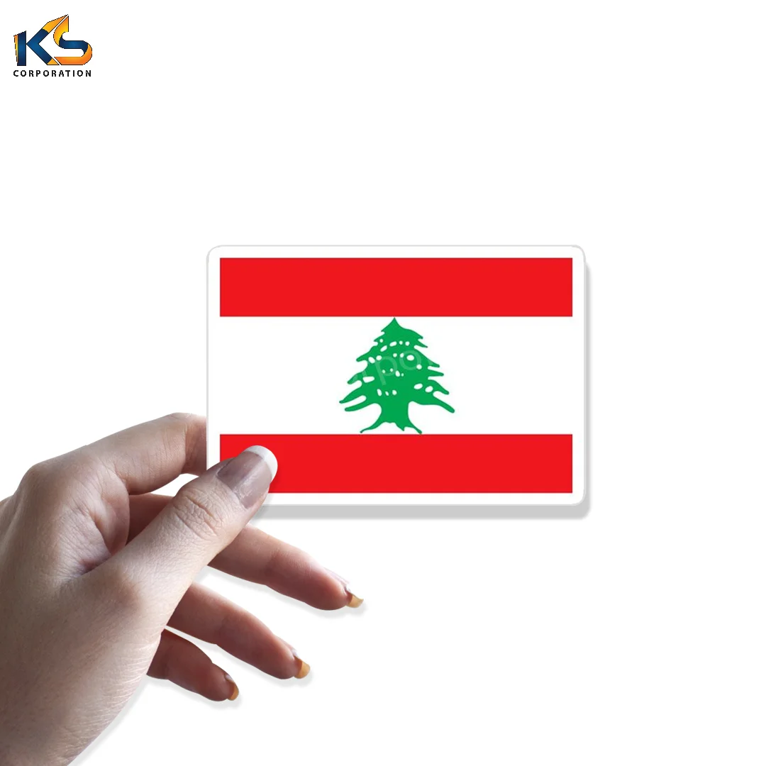 Custom National Flag Lebanese Republic Lebanon Sticker Custom Digital Printed PVC Vinyl Decorative Stickers
