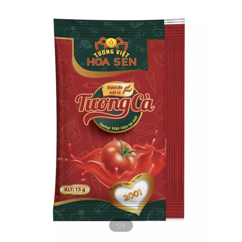 Tomato Sauce BBQ Sauce OEM Service Quality Ingredient Manufacture Tomato Sauce Packets 15g 100 Packets Packet Tuong Viet Hoa Sen