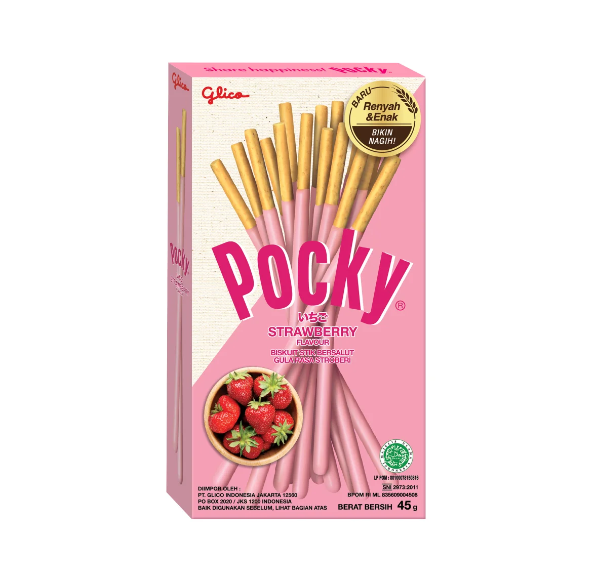 WHOLESALE Biscuit and Cookies Glico Pocky Strawberry 45g Box Sweet Crispy Indonesia Product. BEST SALE