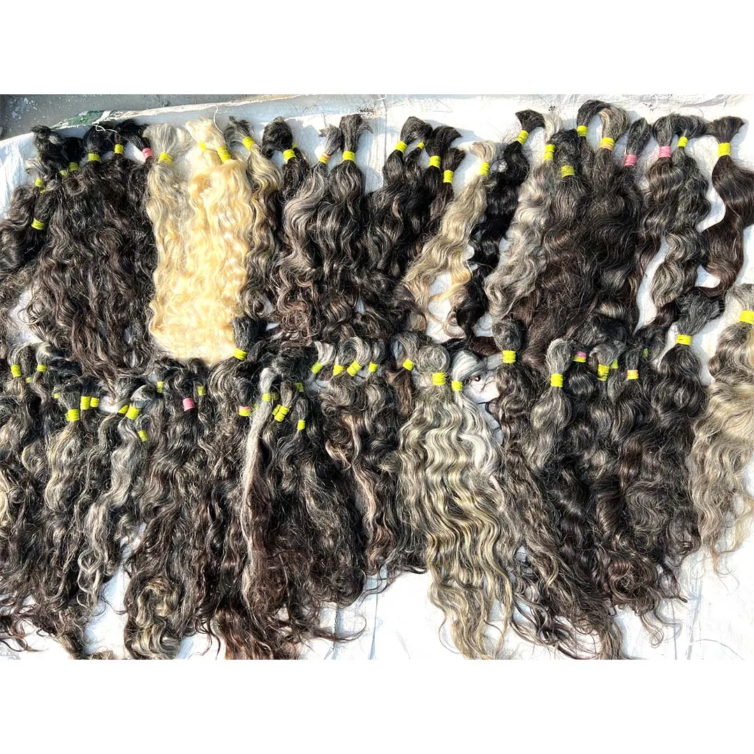 TOP QUALITY DOUBLE DRAWN VIRGIN REMY RAW UNPROCESSED TEMPLE HAIR BULK HAIR FROM SINGLE DONOR ALIGNED CUTICLES