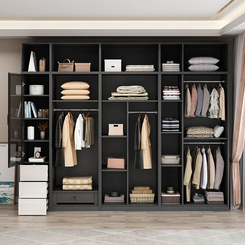 White Glossy Closet Cloakroom Home Bedroom Storage Cabinet Flat Door Wooden Wardrobe