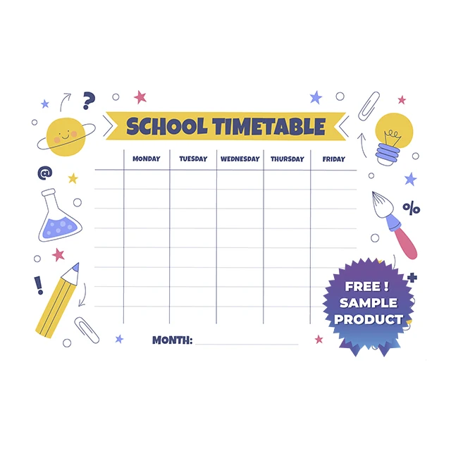 Dry Erase For Students School Timetable Reusable Durable Polystyrene Material Holds The Surface With Static Electricity