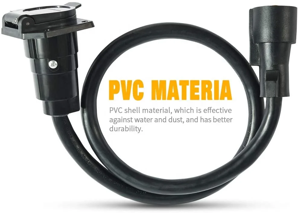 MICTUNING 7Blade Camping Trailer Parts Accessories Wiring Connector Cord Wire 7Way Trailer Plug Socket Extension Cord