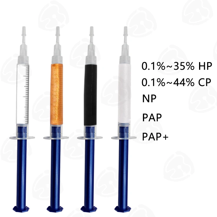 Dental Vendor Lab Medical Syringe Hydroproxide Peroxide Gold Pink Silver 30% 40% 45% 50% Teeth Whitening Gel With Oem
