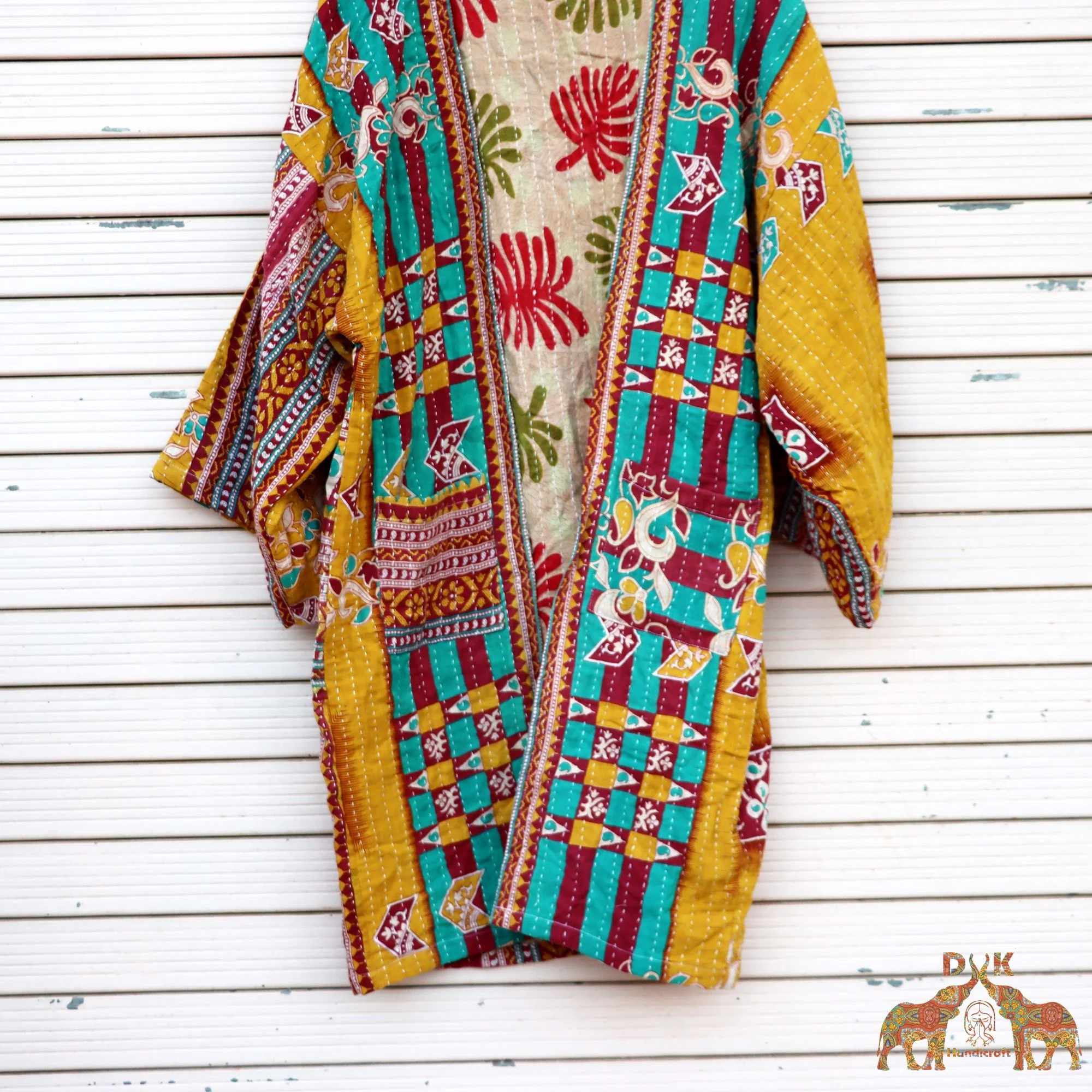 New Arrival women vintage kantha kimono robe handmade kantha jacket cotton kantha