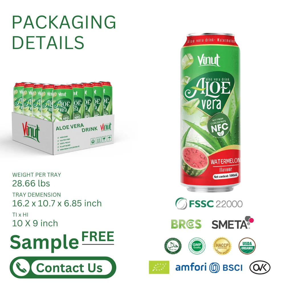 350ml VINUT Bottled Customized Label Aloe Vera Drinks Honey Flavor Manufacturer ODM OEM Service HALAL BRC