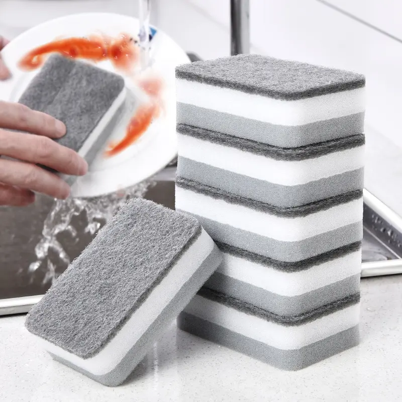 Square dishwashing Sponge Cleaning Brush Household Kitchen Sponge Scouring Pads Double Sides Available Cleaner Sponge