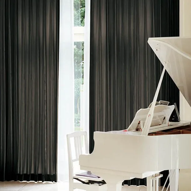 A Japanese quality curtain drape with a sound absorbing and deodorizing design for rooms where sound is a concern.