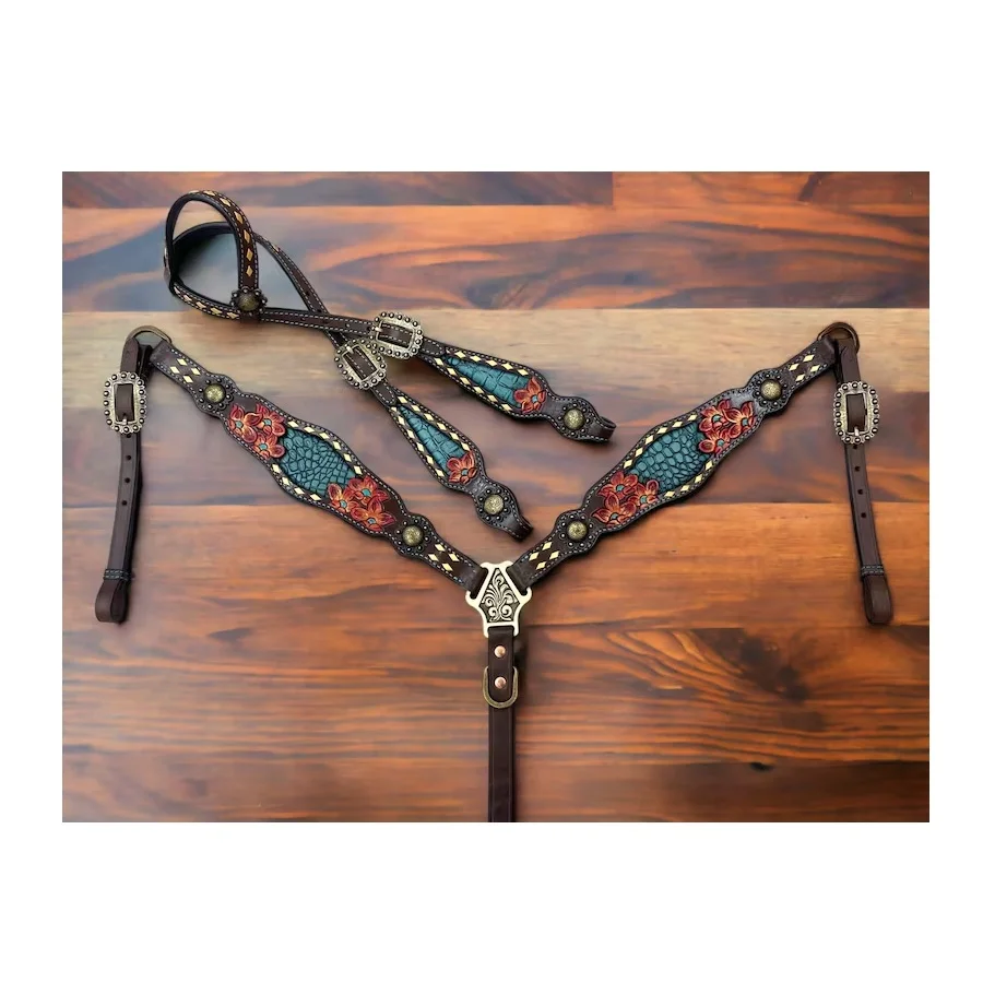Premium Quality Customized Horse Accessories Leather Headstall with Breastplate for Horse Riding Use from India