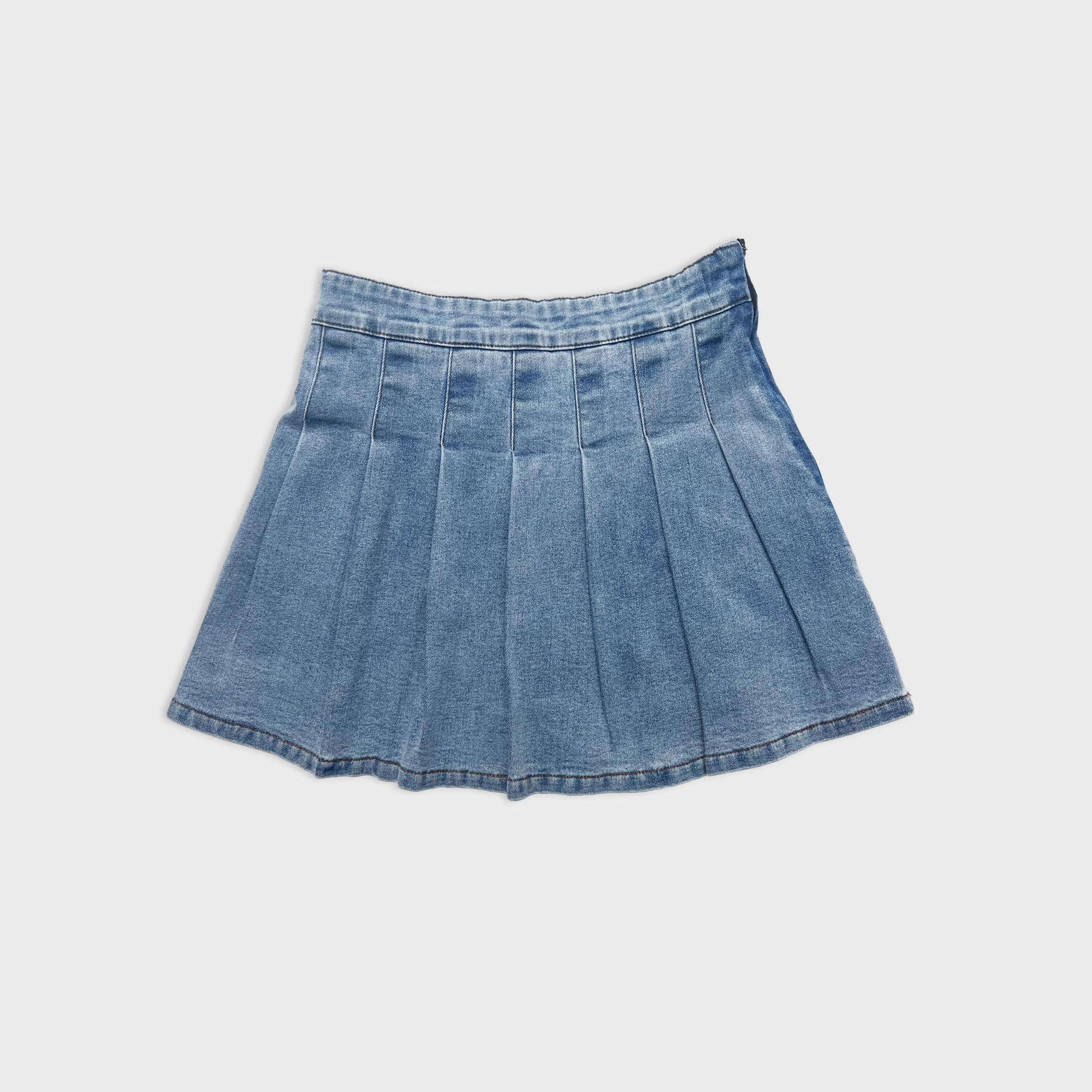 New Sexy Hot Girls Street Wearing Indigo Jeans color slant pockets bottom hem ruffles mini short pleat denim skirt for lady