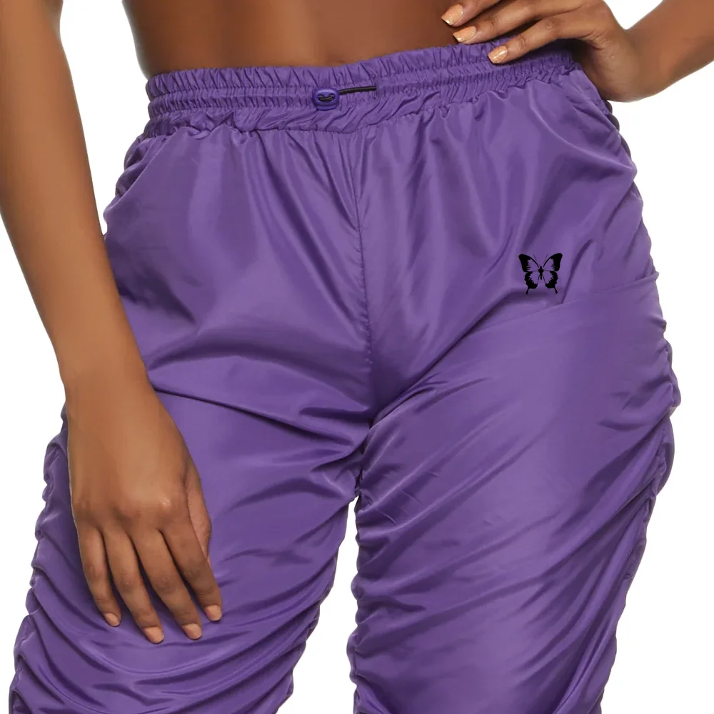 Whole Sale Custom Stacked Sweatpants For Women Fashion Sporting Joggers With Slit Satin Ladies Stacked Pants