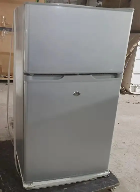High quality DC 12/24V solar powered  top freezer double doors 98 liters mini portable DC 12V solar refrigerator home appliance