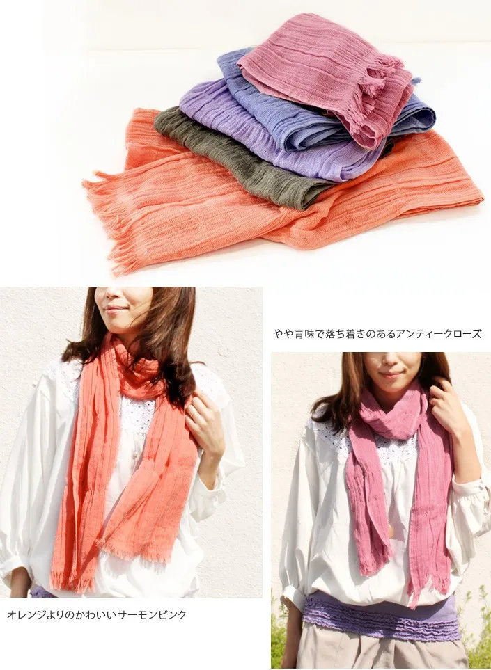 [Wholesale Products] Osaka Japan UV Protect Cotton Scarf 100% Cotton 22cm*178cm Cotton Scarves Breathable Light Low MOQ Orange