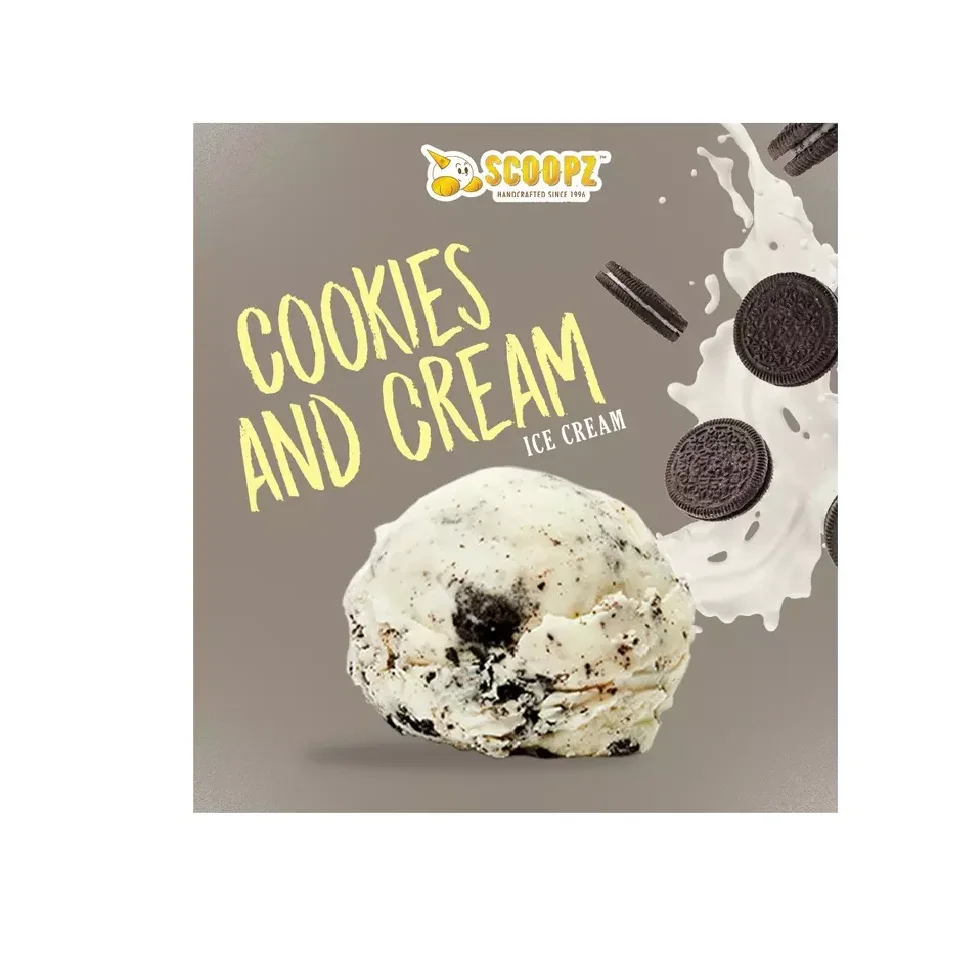 Reasonable Price Rich Vanilla White and Black Crunchy Cookie Sweet Tasty Handcrafted 16oz Pint Classic Cookies Soft Ice Cream