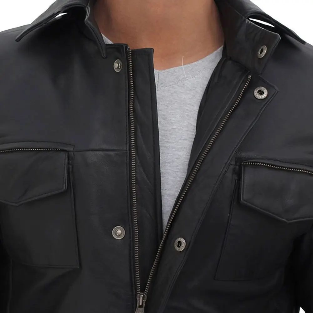 Manufacturing Custom Made Long Sleeve Men Leather Coat / Handmade Black Motorcycle Vintage Distressed Biker Real Leather Jacket