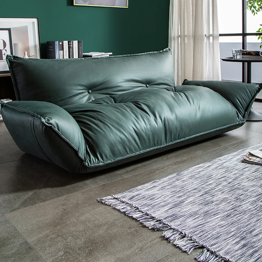 Gemma Technical Fabric Lazy Sofa Cozy Folding Lounge Sofa Tatami Green/Black