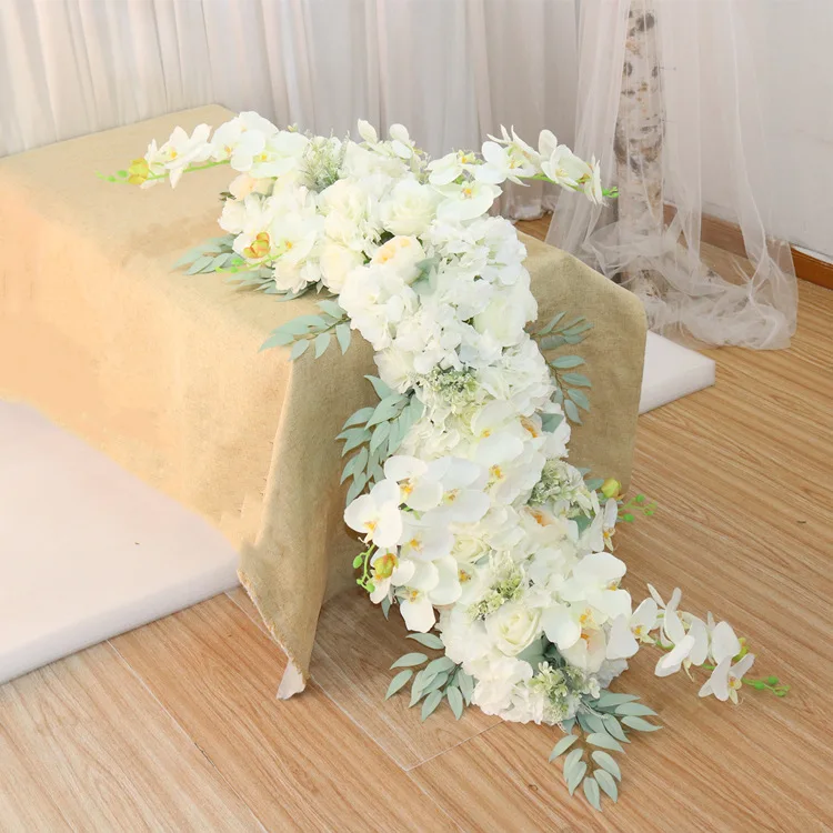 New wedding stage background wall decoration artificial flowers runner flower row