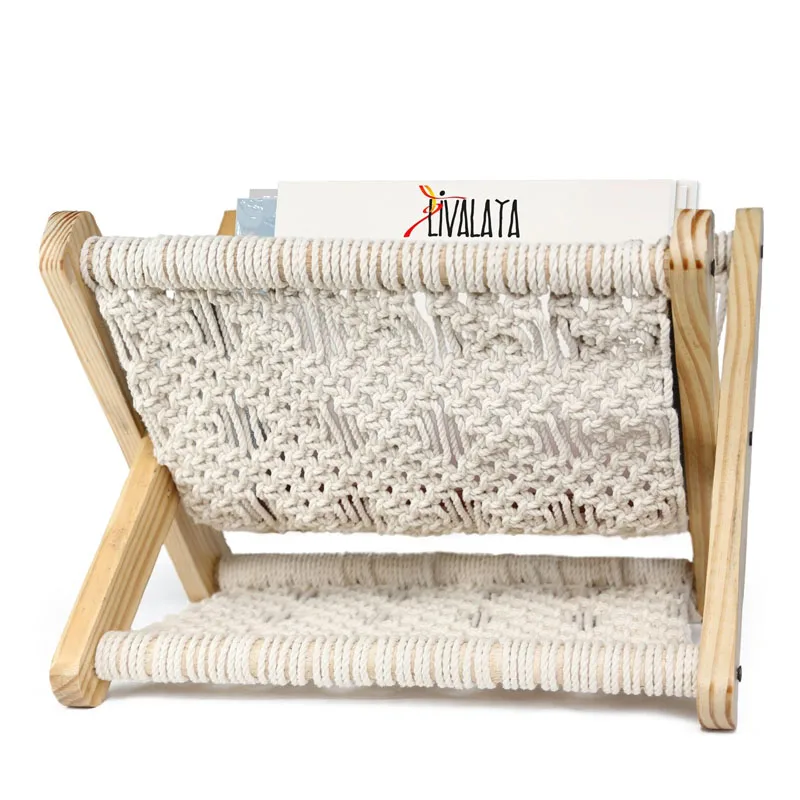 Best Price Vintage Macrame Magazine rack, Magazine Book Holder, Boho Room Decor Cheap Wholesale