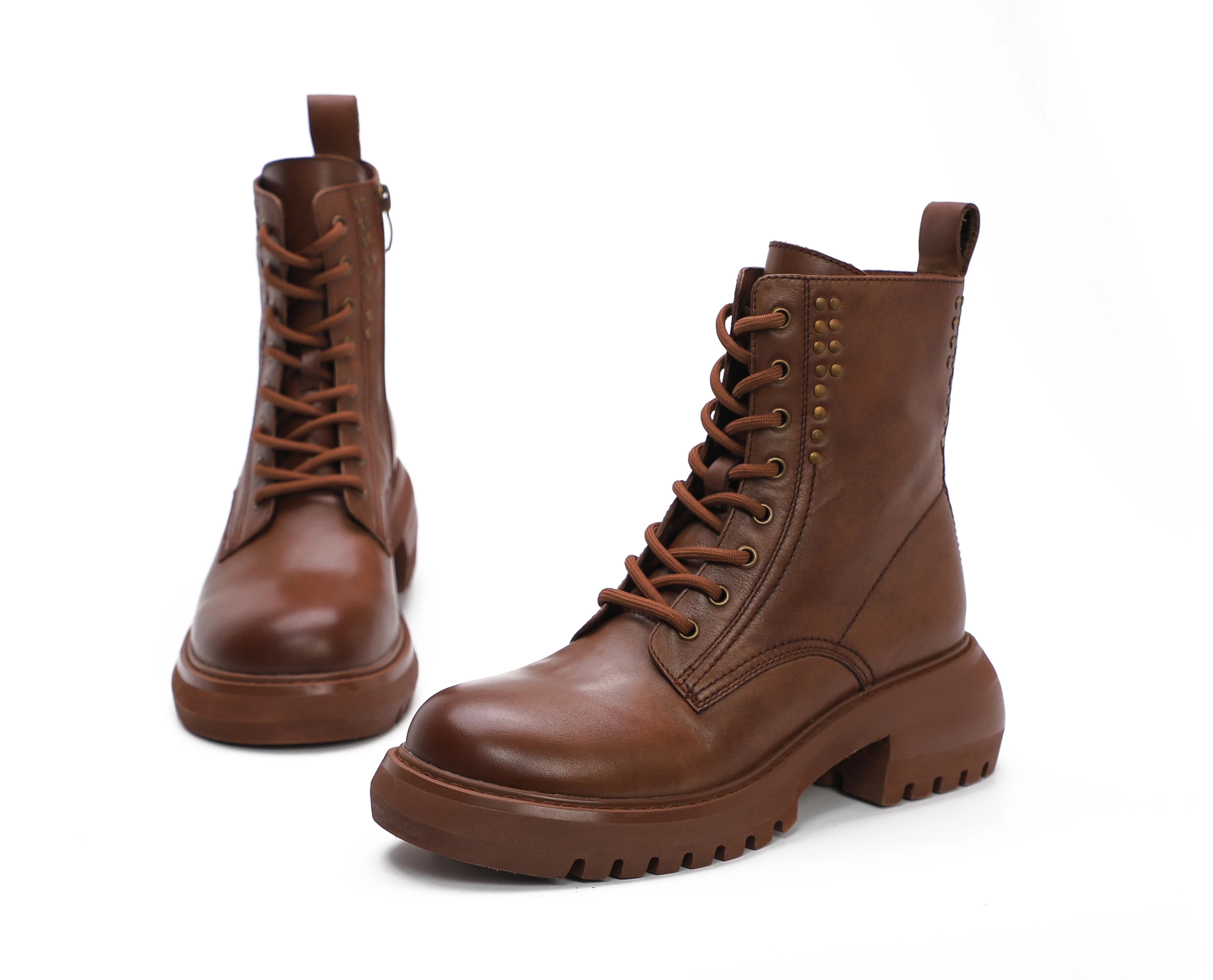 Fashion Rivet motorcycle boots Soft comfortable Martin boots women leather Martin boots  Custom made manufacturer