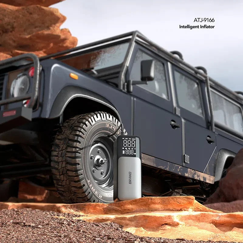 Dual Power Portable Car Air Compressor 6000mAh 150PSI Faster Inflation Car Tires Air Pump With Digital Pressure Gauge