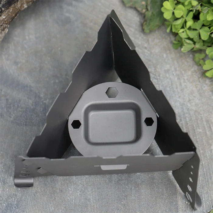 Outdoor Pure Titanium Solid Alcohol Stove Bracket Windbreak Portable Simple Assembly Picnic Titanium Stove