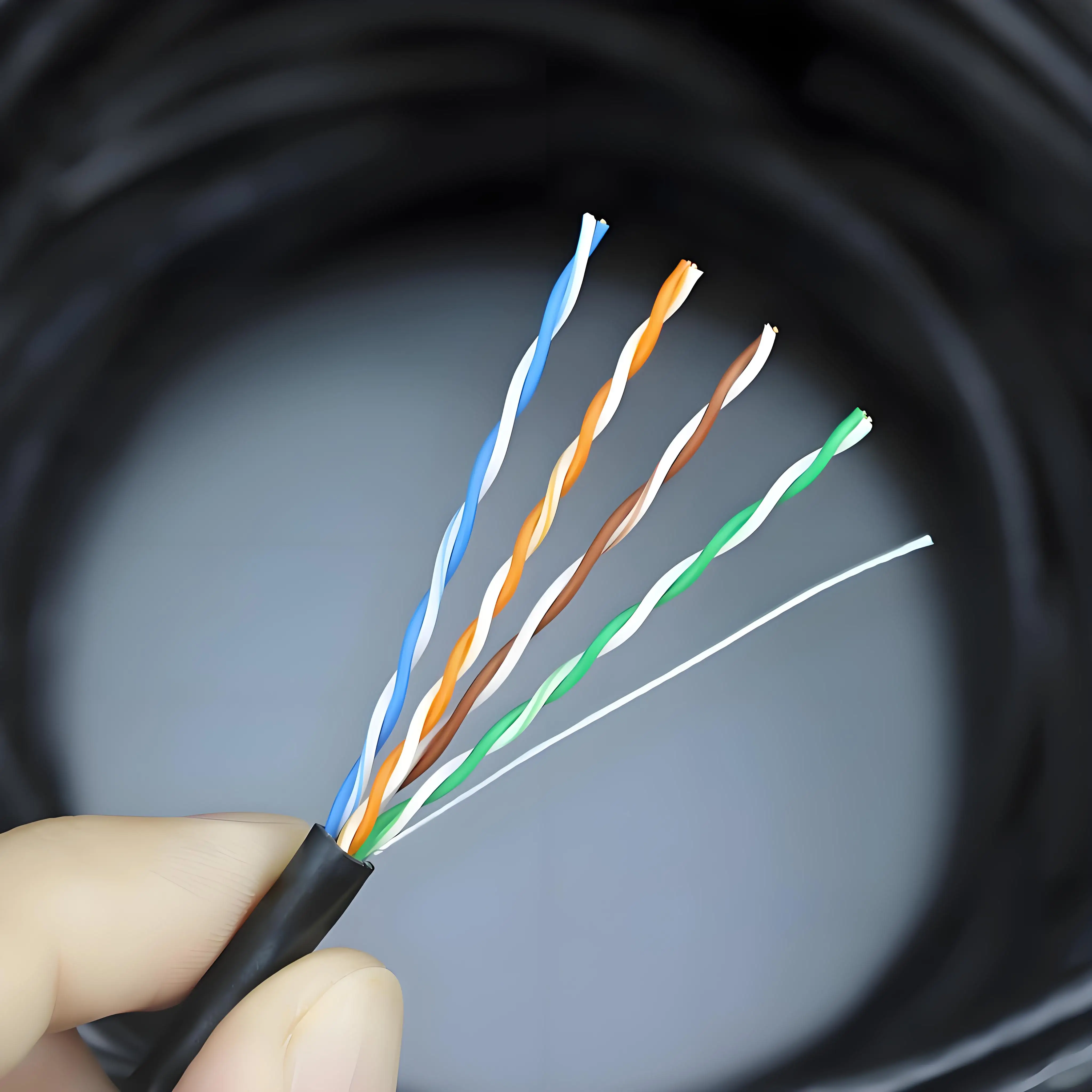 YUHONG SFTP щит черный сетевой кабель Cat6 сплошной медный наружный ПВХ ПЭ 1000 футов 305 м 100 23AWG деревянная сеть