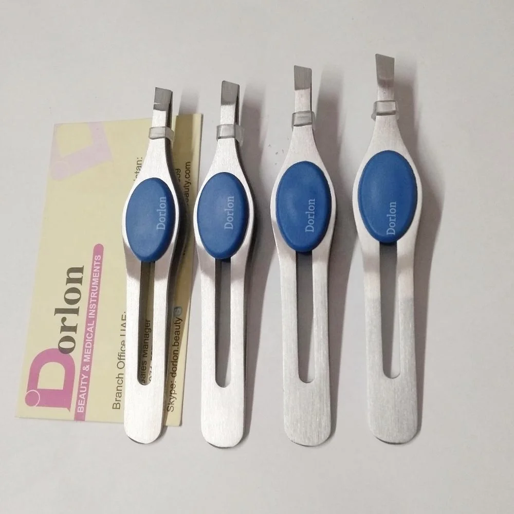 New Style Eyebrow Tweezers Slanted Tip Stainless Steel Sustainable Quality Custom Logo Ingrown Hair Removal Beauty Brow Tweezers
