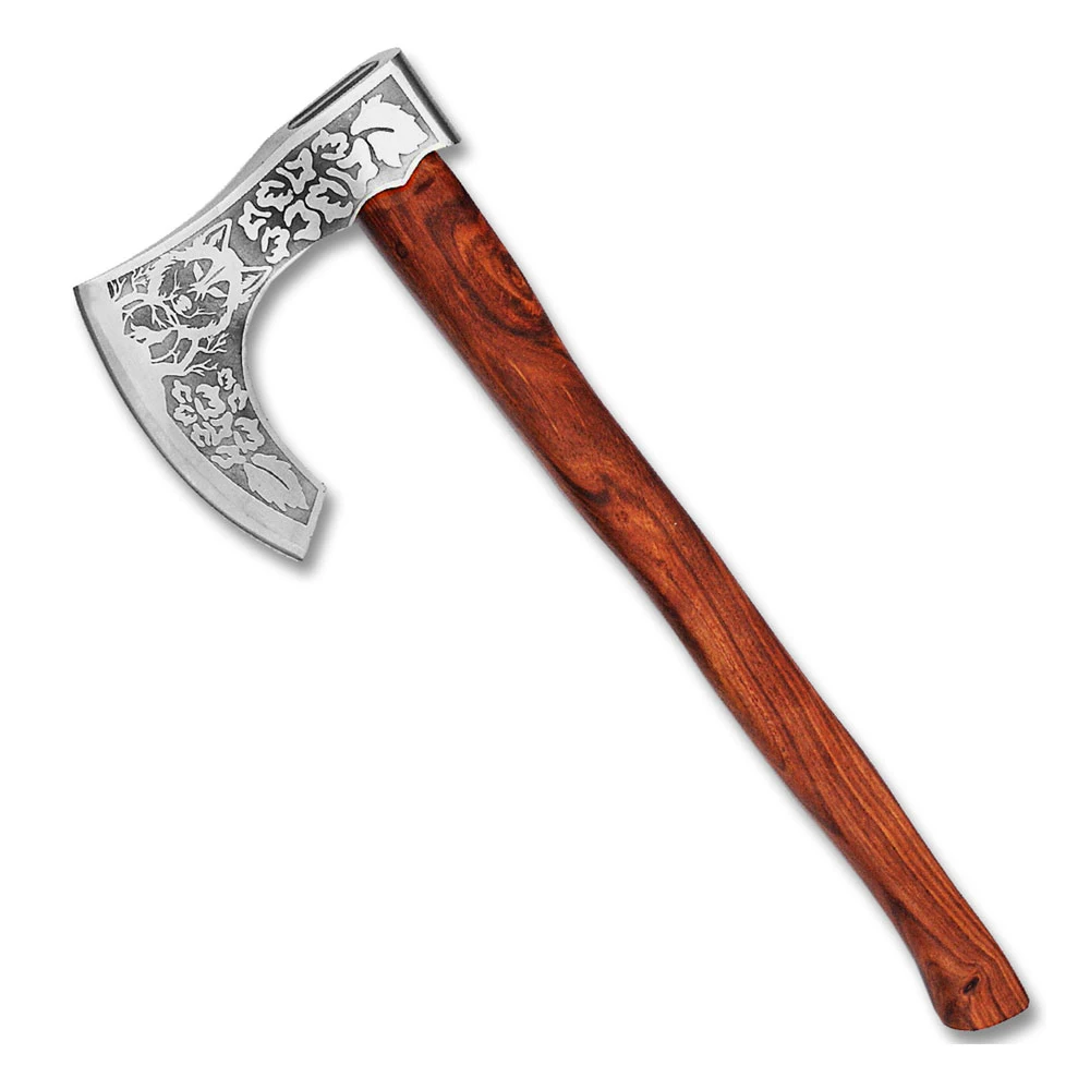 High Quality Carbon Steel blade wood Handle Axe Outdoor Hand Forged Camping Axe With Protected Cover for sale