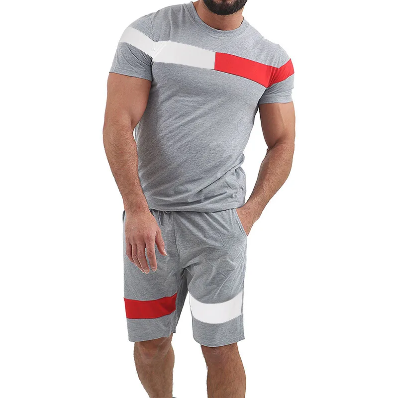 summer clothes 2024 Plus Size 100% Cotton T-Shirt Two Piece Fitness Loose Clothes Casual Gym Custom Logo Tracksuit Short Men