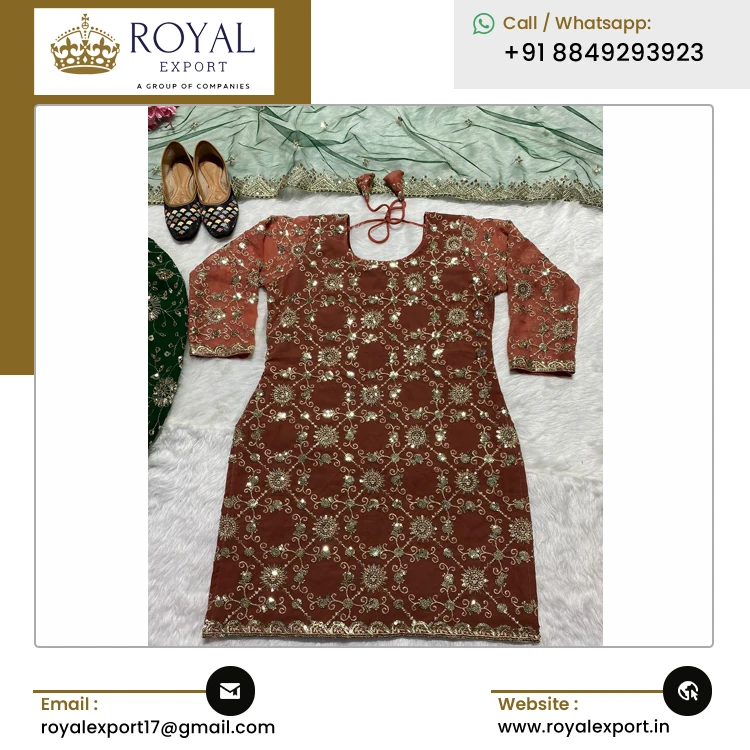 Indian Supplier Selling Best Quality Luxury Fashion Designer Premium Faux Georgette Embroidery Dhoti Salwar Suit