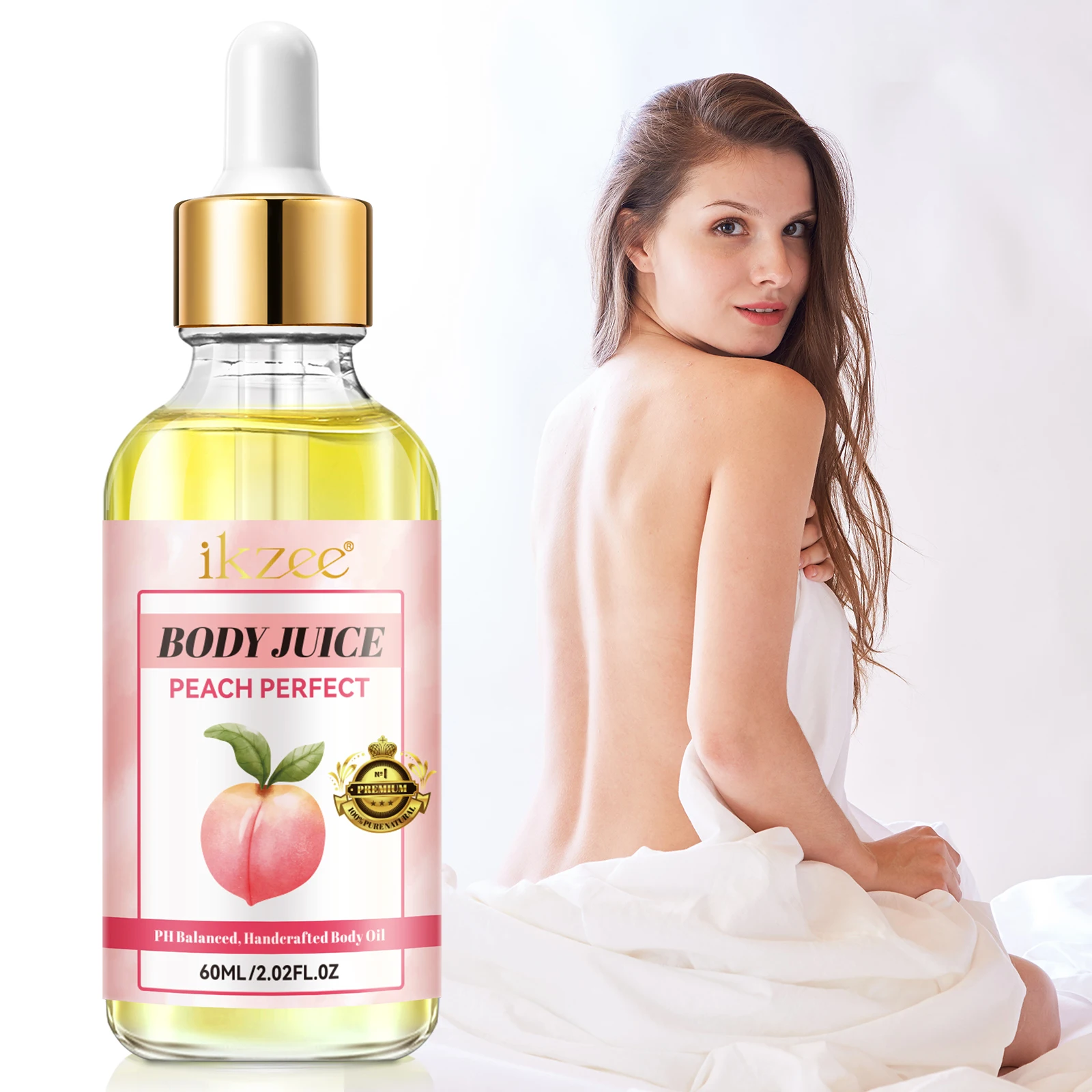 Private Label Nourish Skin Anti-Aging Firming Cinnamon Bun Scented Peach Perfec Body Juice Oil For Women PH Balance And Wetness